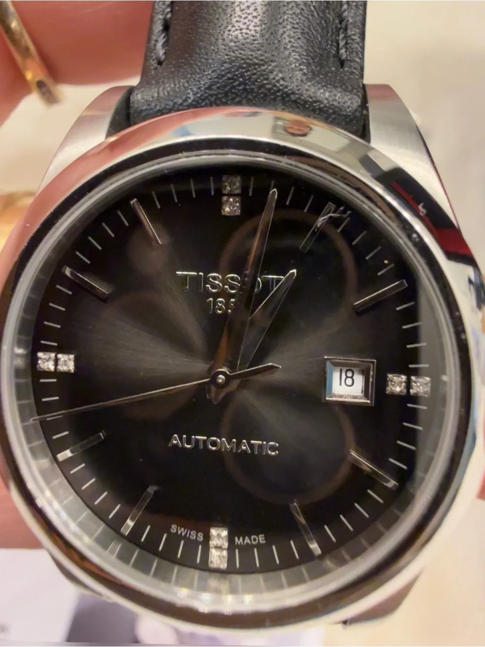 Tissot Men's Black Dial Stainless Steel Bracelet Watch in Red Box